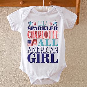 Personalized Baby Bodysuit   Red, White & Blue All American Kid