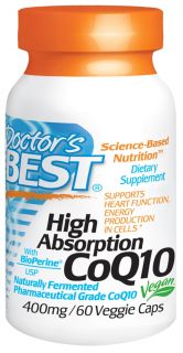 Doctors Best   High Absorption CoQ10 400 mg.   60 Vegetarian Capsules