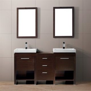 Vigo 59 inch Adonia Double Bathroom Vanity with Mirrors   Wenge