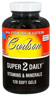 Carlson Labs   Super 2 Daily Vitamins & Minerals With Fish Oil & Lutein Iron Free   120 Softgels