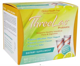 Global Health Trax (GHT)   ThreeLac Probiotic Natural Lemon Flavor   60 Packet(s)