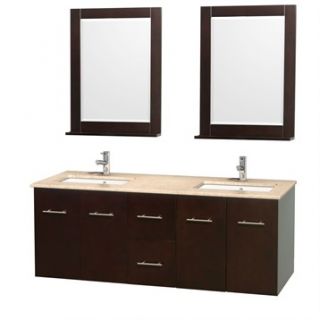 Centra 60 Double Bathroom Vanity Set by Wyndham Collection   Espresso
