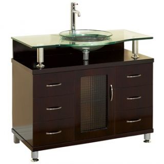 Charlton 42 Bathroom Vanity with Drawers   Espresso w/ Clear or Frosted Glass C