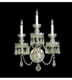 Traditional Crystal 3 Light Wall Sconces in Polished Brass 5023 PB CL MWP
