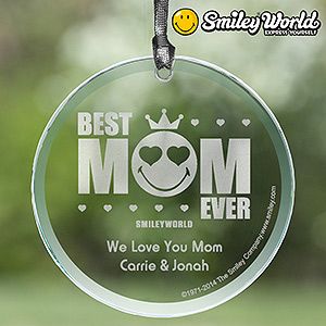 Personalized Mothers Suncatchers   Smiley Face Best Mom Ever