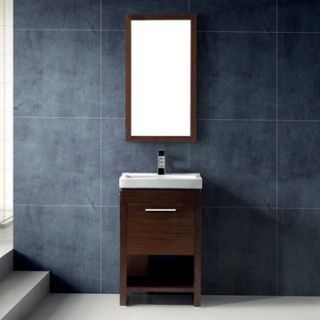 Vigo 21 inch Adonia Single Bathroom Vanity with Mirror   Wenge   Hinge Right