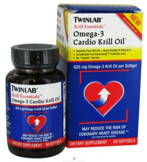 Twinlab   Krill Essentials Omega 3 Cardio Krill Oil   60 Gelcaps No Repeats (Burp)