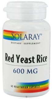 Solaray   Red Yeast Rice 600 mg.   45 Vegetarian Capsules