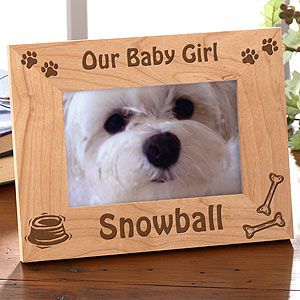 Personalized Wood Picture Frame   Puppy Design