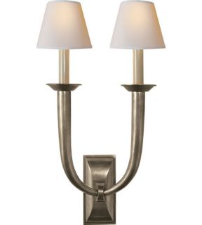 Studio French Deco Horn 2 Light Wall Sconces in Antique Nickel S2021AN NP