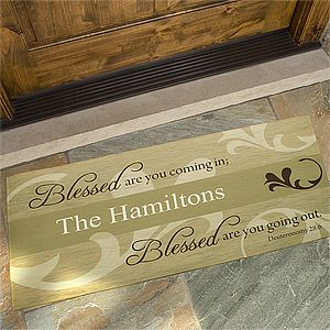 Oversized Personalized Religious Doormat   You Are Blessed