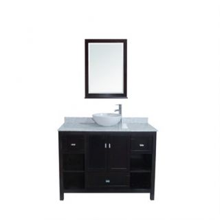 Stufurhome 48 Sienna Single Sink Vanity with Carrera Marble Top   Black