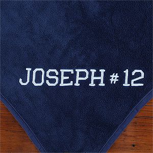 Personalized Fleece Navy Blue Blanket   Game Day