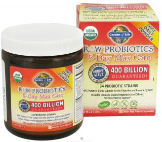 Garden of Life   Raw Probiotics 5 Day Max Care 34 Probiotic Strains   2.4 oz.