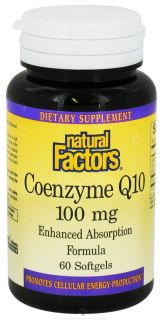 Natural Factors   CoEnzyme Q10 Enhanced Absorption Formula 100 mg.   60 Softgels