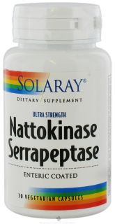 Solaray   Nattokinase & Serrapeptase Extra Strength Enteric Coated   30 Vegetarian Capsules
