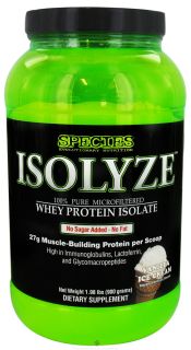 Species Nutrition   Isolyze Whey Protein Isolate Vanilla Ice Cream   2.05 lbs.
