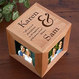 Personalized Wood Photo Cube   To Love You Romantic Design