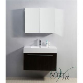 Virtu USA 36 Midori Single Sink Bathroom Vanity with Polymarble Countertop   We