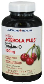 American Health   Acerola Plus Natural Vitamin C Chewable Natural Berry Flavor 100 mg.   250 Tablets