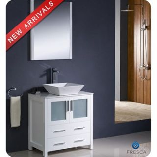 Fresca Torino 30 White Modern Bathroom Vanity with Vessel Sink