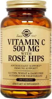 Solgar   Vitamin C With Rose Hips 500 mg.   250 Tablets