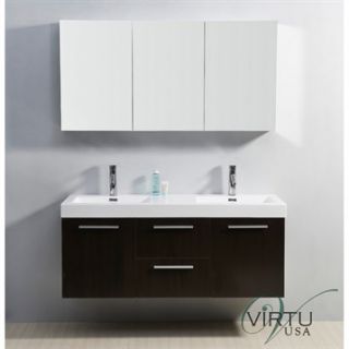 Virtu USA 54 Midori Double Sink Bathroom Vanity with Polymarble Countertop   We