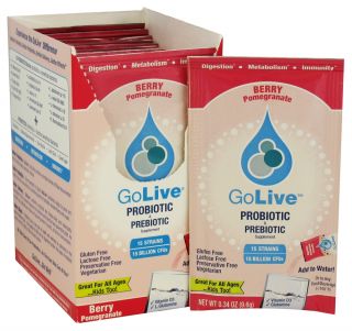 GoLive   Probiotic & Prebiotic 15 Strains Berry Pomegranate   10 x .34 oz. Packets