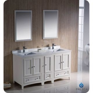 Fresca Oxford 60 Traditional Double Sink Bathroom Vanity with Side Cabinet   An