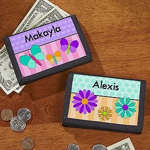 Personalized Girls Wallets   Flowers, Butterflies, Ladybugs & Cupcakes