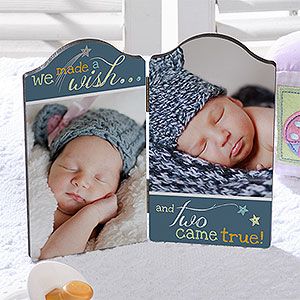 Personalized Twin Baby Photo Plaques   We Made A Wish