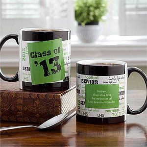 School Spirit Personalized Graduation Coffee Mugs   Black Handle