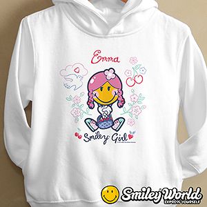 Personalized Toddler Hooded Sweatshirt for Girls   Smiley Girl