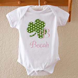 Personalized Irish Baby Bodysuits   Shamrock