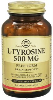 Solgar   L Tyrosine Free Form 500 mg.   100 Vegetarian Capsules