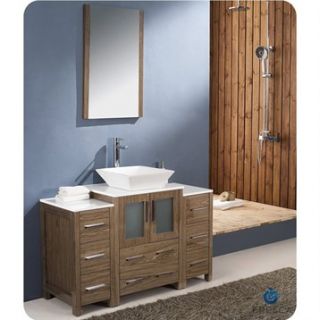 Fresca Torino 48 Walnut Brown Modern Bathroom Vanity with 2 Side Cabinets & Ves