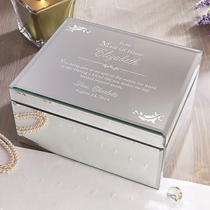 Personalized Mirrored Jewelry Boxes   To My Bridesmaid