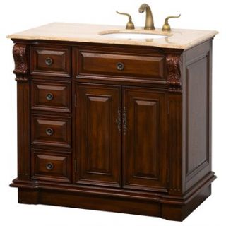 Nottingham 38 Traditional Single Bathroom Vanity with Drawers on Left   Antique