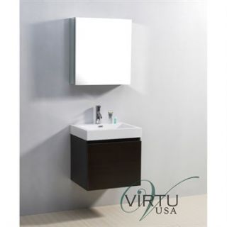 Virtu USA 24 Zuri Single Sink Bathroom Vanity with Polymarble Countertop   Weng
