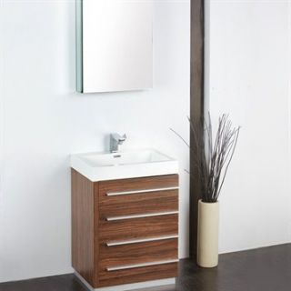 Fresca Livello 24 Walnut Modern Bathroom Vanity with Medicine Cabinet