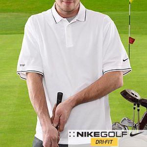 Nike Dri FIT Embroidered Monogram Golf White Polo Shirt