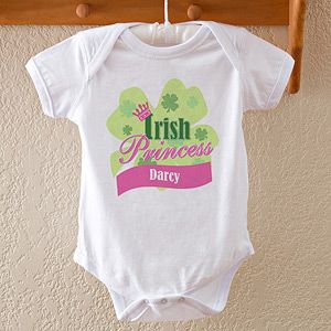 Girls Personalized Baby Bodysuit   Irish Princess
