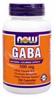 NOW Foods   GABA with Vitamin B 6 500 mg.   100 Capsules