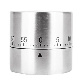 Cylindrical Kitchen Timer, Stainless Steel H6cm x Dia6.5cm