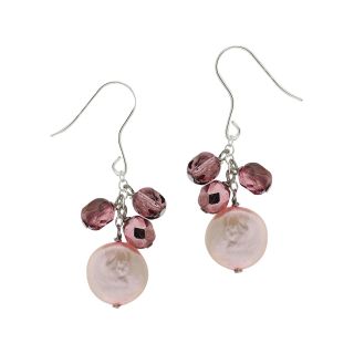 Bridge Jewelry Pink Cultured Freshwater Coin Pearl Drop Earrings
