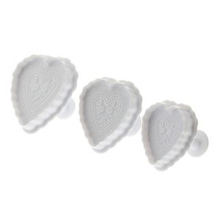 Heart Shaped Embroidery Pattern Cookie Cutter with Plunger (3pcs)