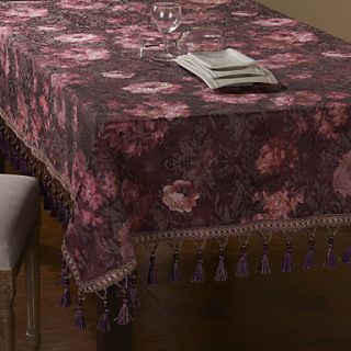 Mysterious Purple Floral Lace Polyester Table Cloth