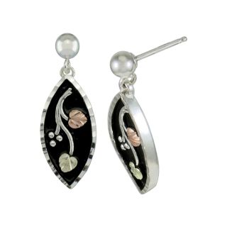 Black Hills Gold Floral Earrings Sterling Silver & 10K Gold, Womens