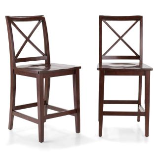 Dining Possibilities Set of 2 Counter Height X Back Chairs, Mocha