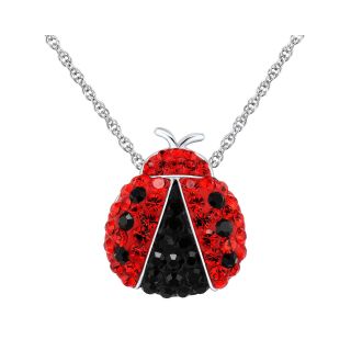 Sterling Silver Crystal Lady Bug Pendant, Womens